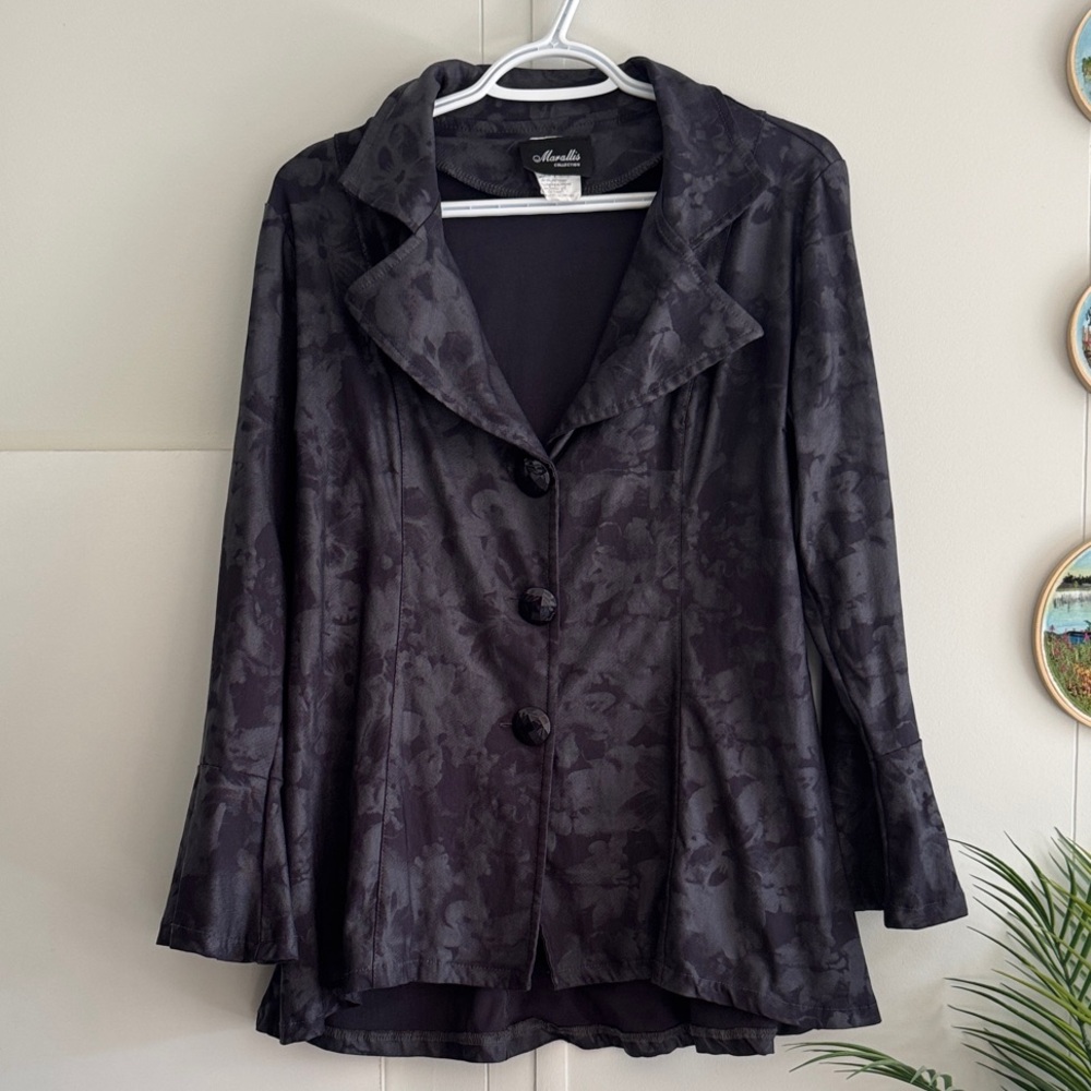Vintage Black Smoked Floral Blazer